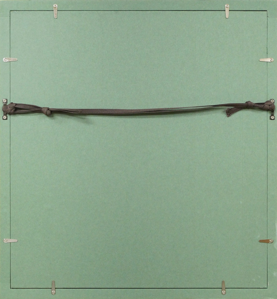 片岡球子「松竹梅（散華）」木版画　額縁裏側画像
