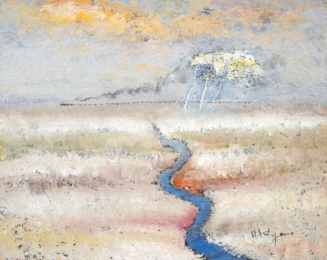 片山弘明「秋色の原野（勇払原野・苫小牧）」油絵・F3号　作品全体画像