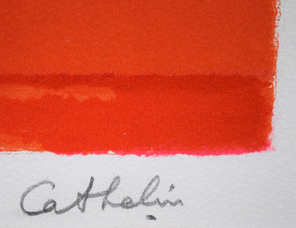 ベルナール　カトラン（Bernard　CATHELIN）「紫陽花」リトグラフ　本人直筆鉛筆サイン拡大画像