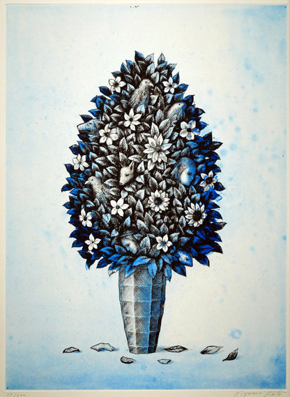 加藤清美「生命の花」銅版画　作品全体画像