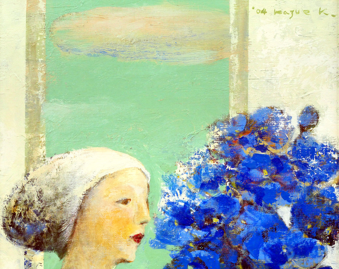 川畑和江「オリンピックの年　in　GREECE」油絵・F6号　拡大画像1