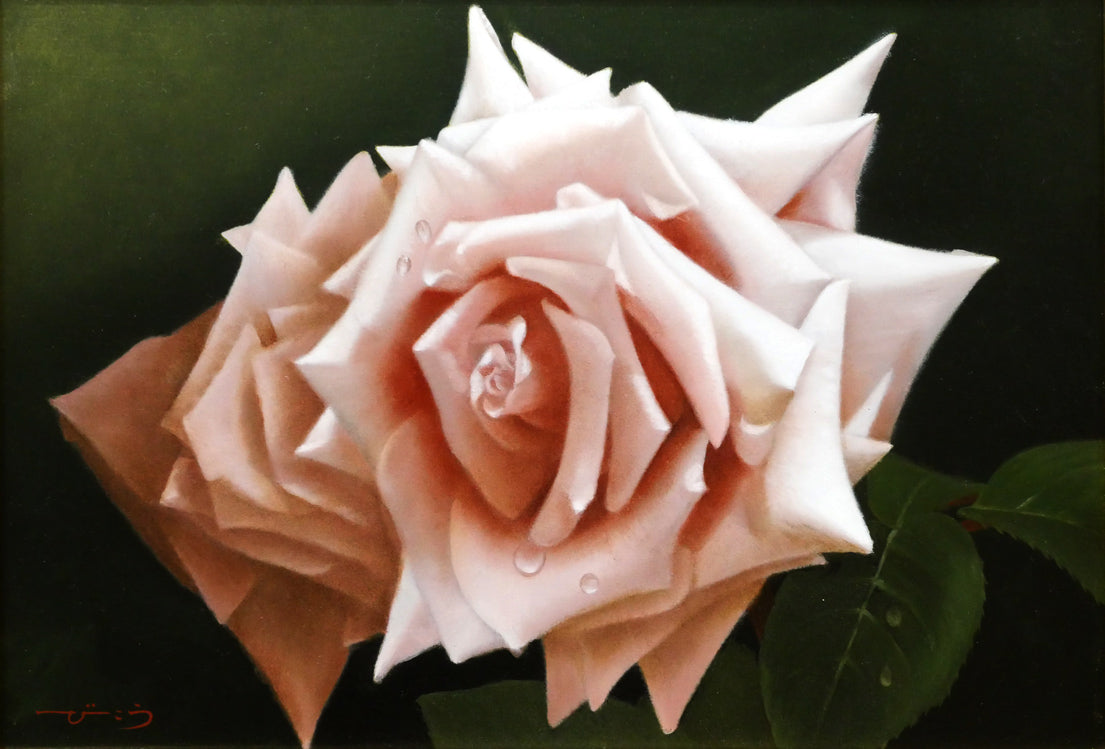 河合びこう（美江）「薔薇（スィートムーン）」油絵・SM　作品全体画像