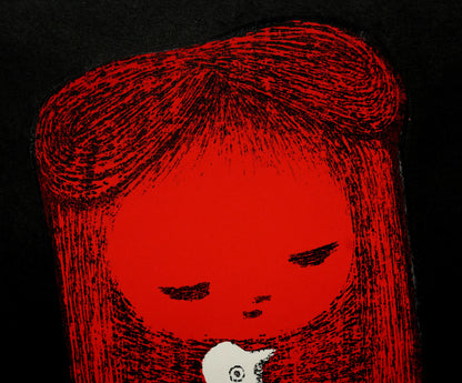 河野薫「小鳥（C）」木版画　拡大画像1