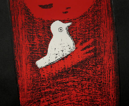 河野薫「小鳥（C）」木版画　拡大画像3