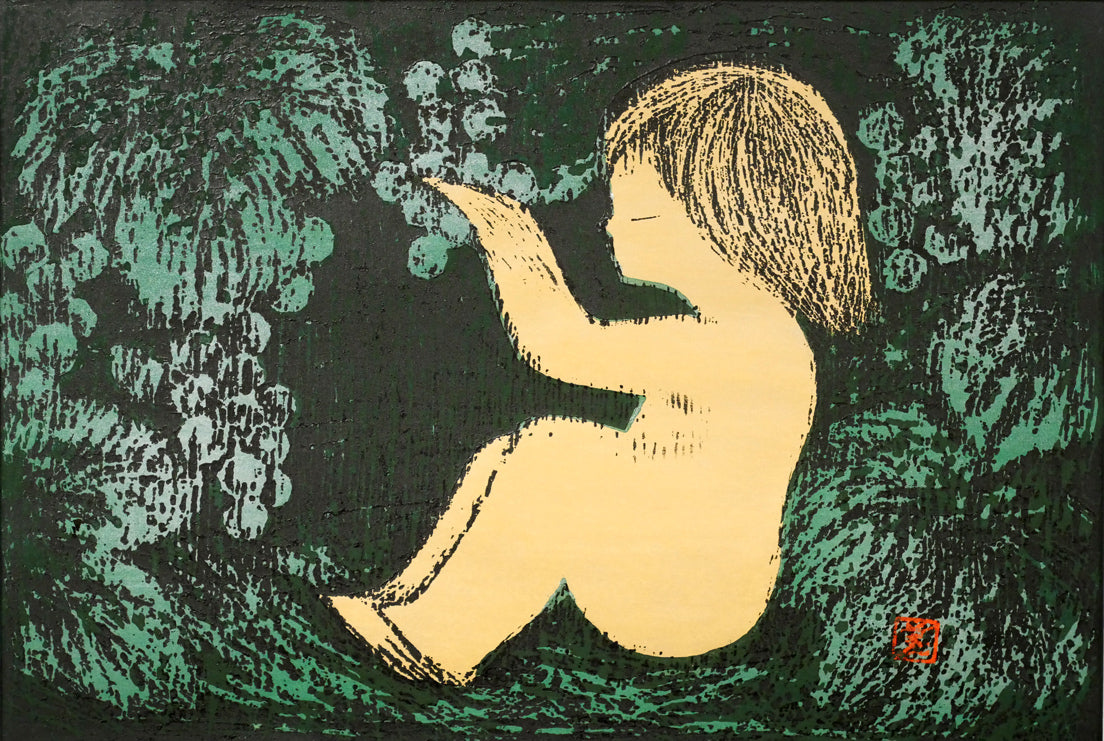 河野薫「みのり」木版画　作品全体画像