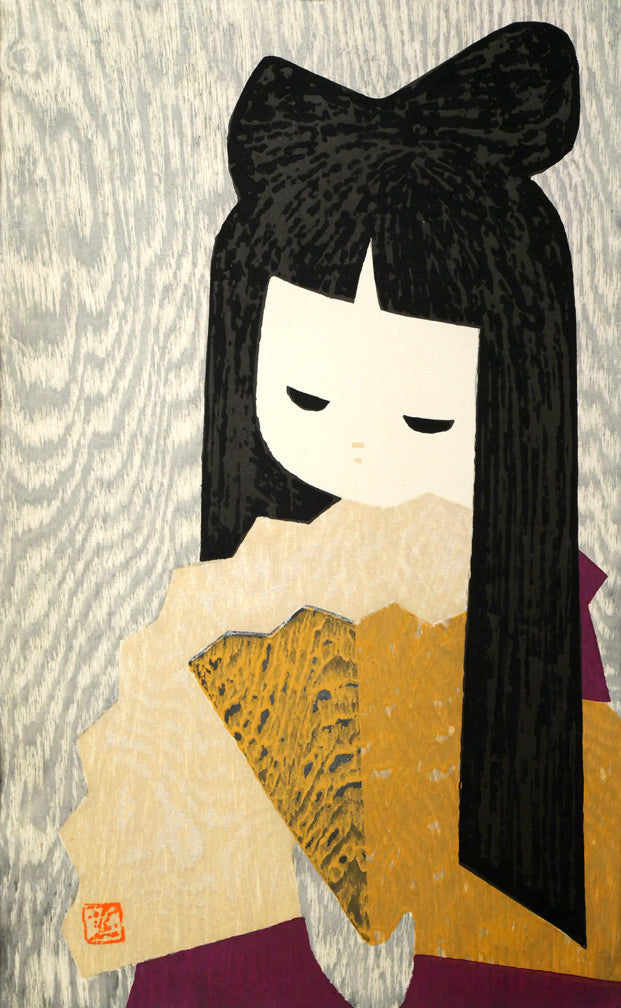 河野薫「おうぎ」木版画　作品全体画像