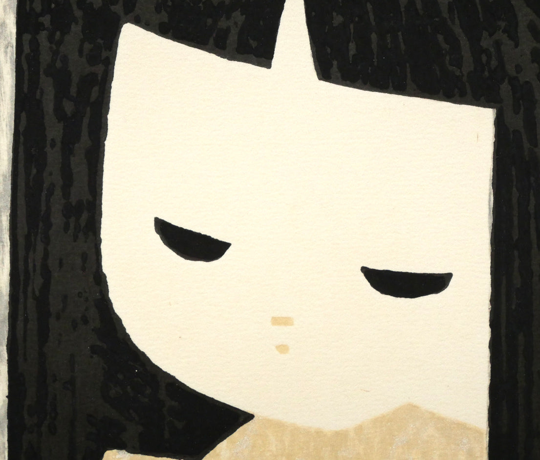 河野薫「おうぎ」木版画　拡大画像2
