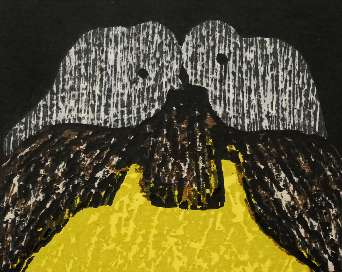 河野薫「双鳥」木版画　拡大画像2