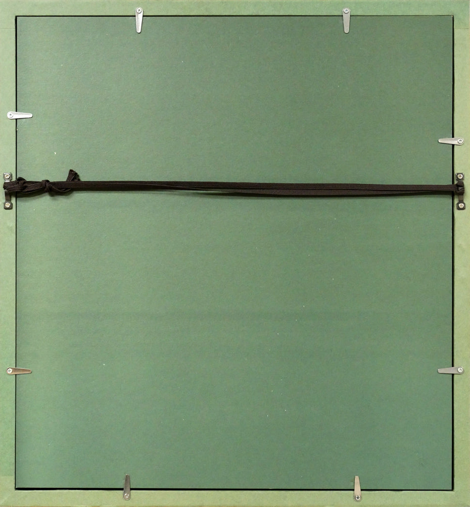 河野薫「花（少女）」木版画　額縁裏側画像