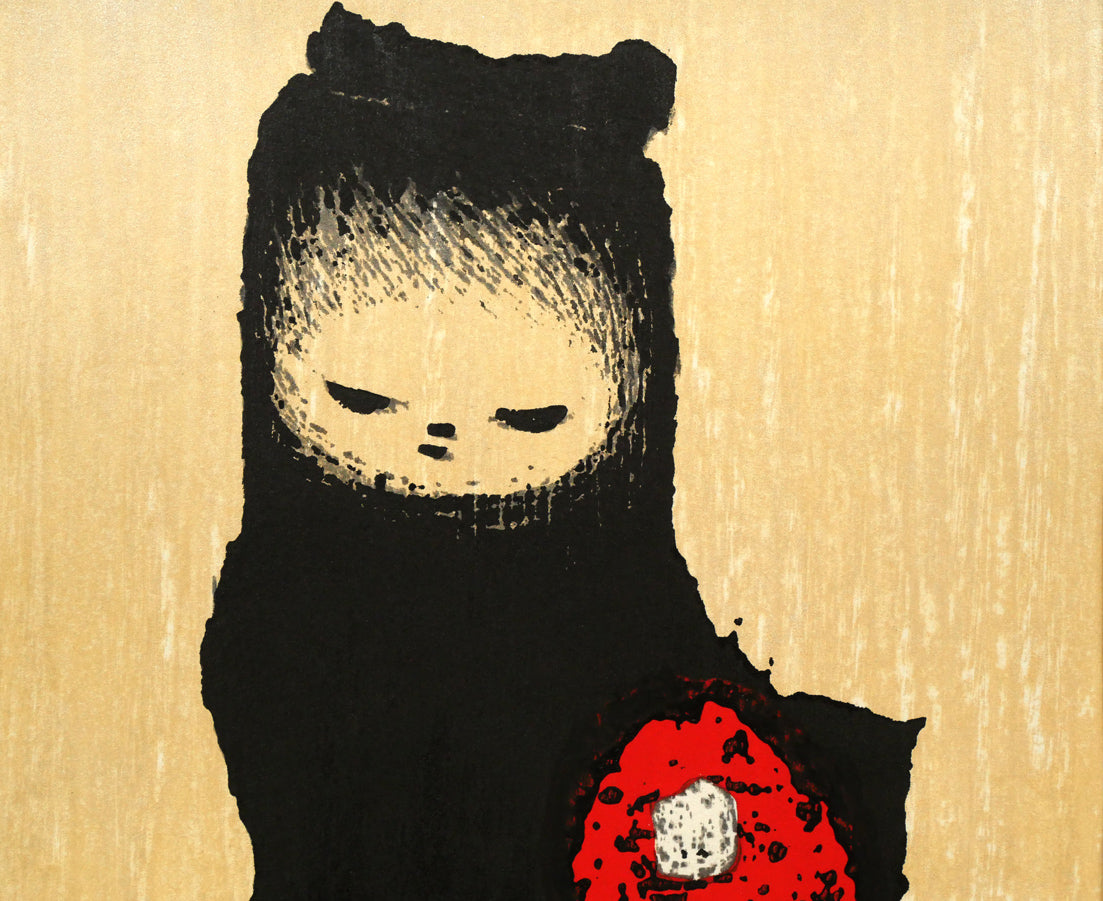 河野薫「椿（C）」木版画　拡大画像1