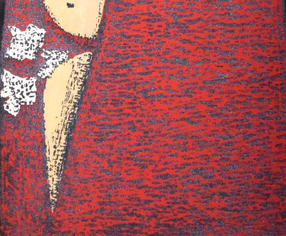 河野薫「夢（代表作品）」木版画　拡大画像2（キラキラと光る版面が素敵です）