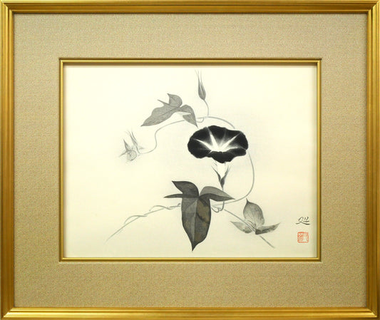 加山又造「朝顔」木版画