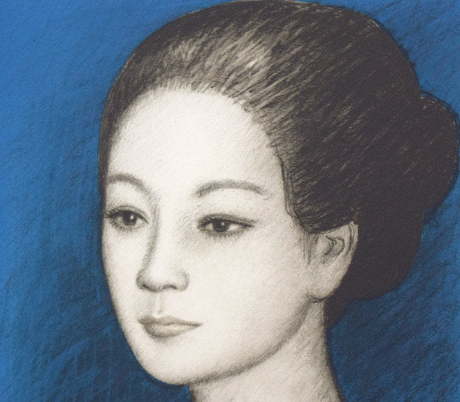 風間完「女性像」リトグラフ　拡大画像1