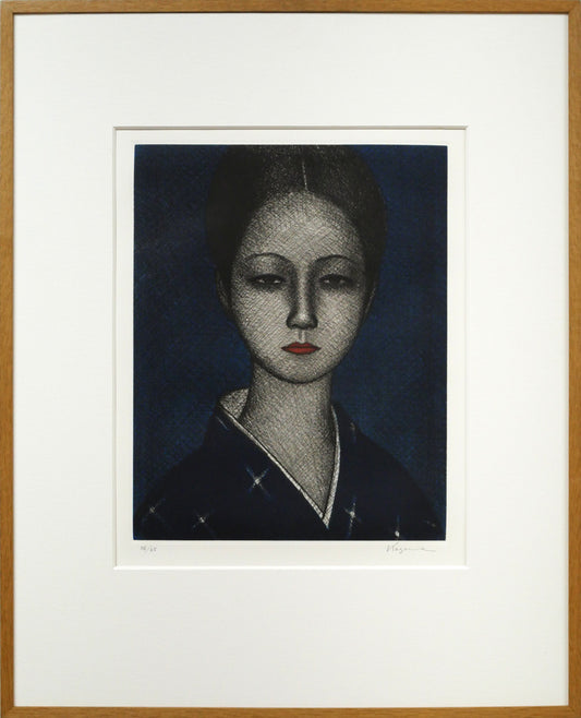 風間完「絣の女」銅版画