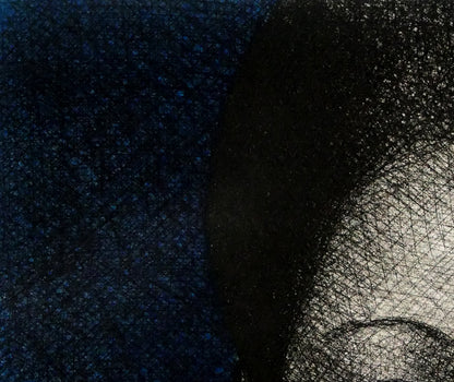 風間完「絣の女」銅版画　拡大画像1