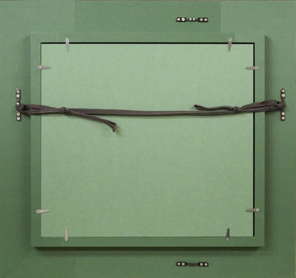 木田金次郎「岩内・堀株（ホリカップ）風景」肉筆彩色画・色紙　額縁裏側画像