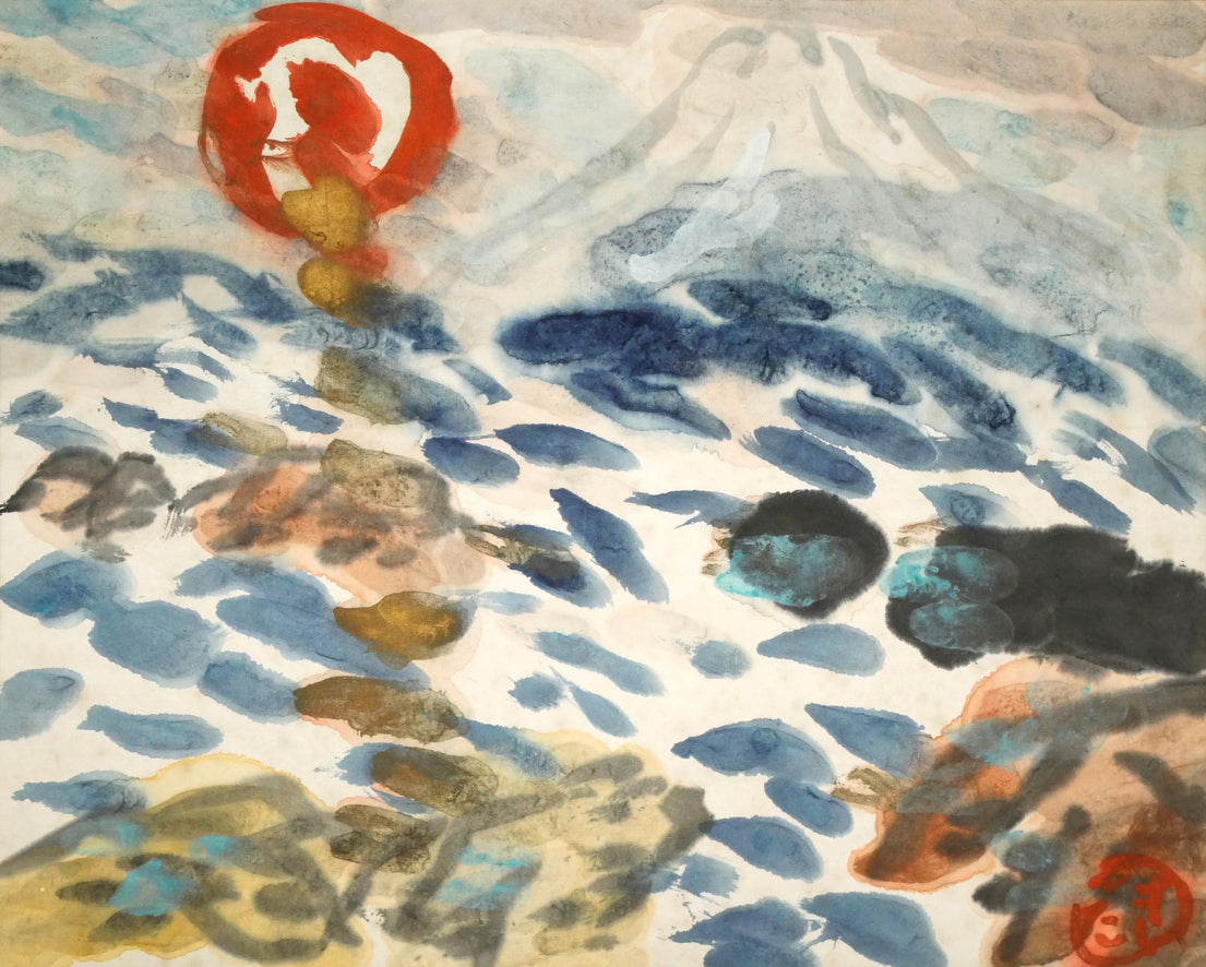 木田金次郎「日の出の羊蹄山」肉筆彩色画・5号　作品全体画像
