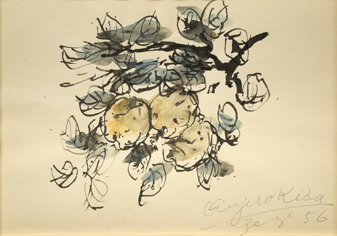 木田金次郎「静物（果物）」水彩画　作品全体画像