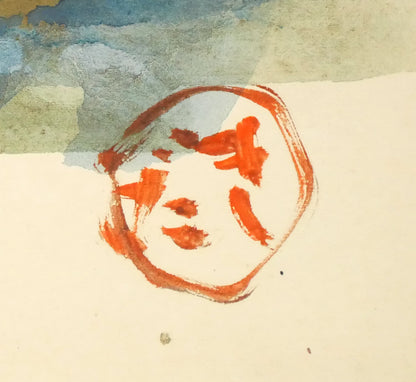 木田金次郎「魚（そい）」肉筆彩色画・色紙　サイン画像