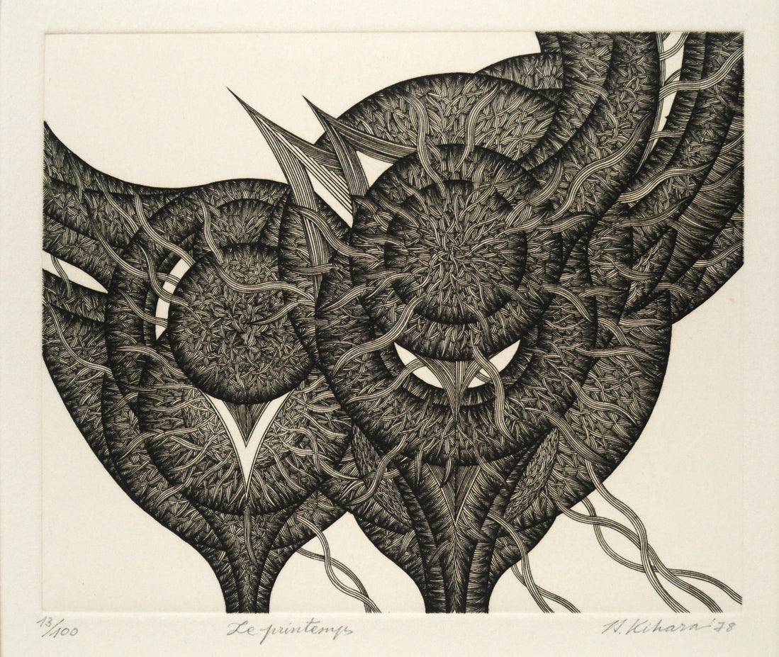 木原康行「Le　printemps（春）」ビュラン（銅版画）　作品全体画像