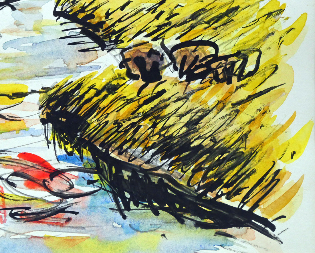 木島務「晩秋（釧路湿原 ）」水彩画　拡大画像5