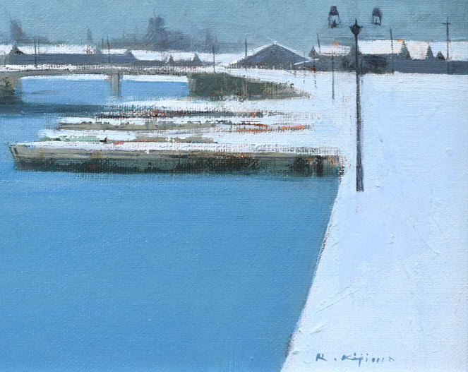 木嶋良治「冬の日（小樽運河）」油絵・F4号　拡大画像4
