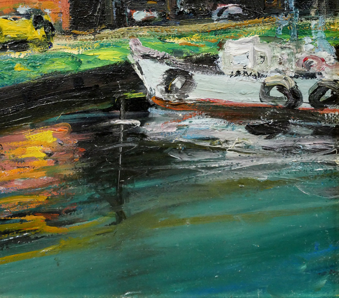 木島務「小樽運河」油絵・F8号 絵画買取・販売の小竹美術