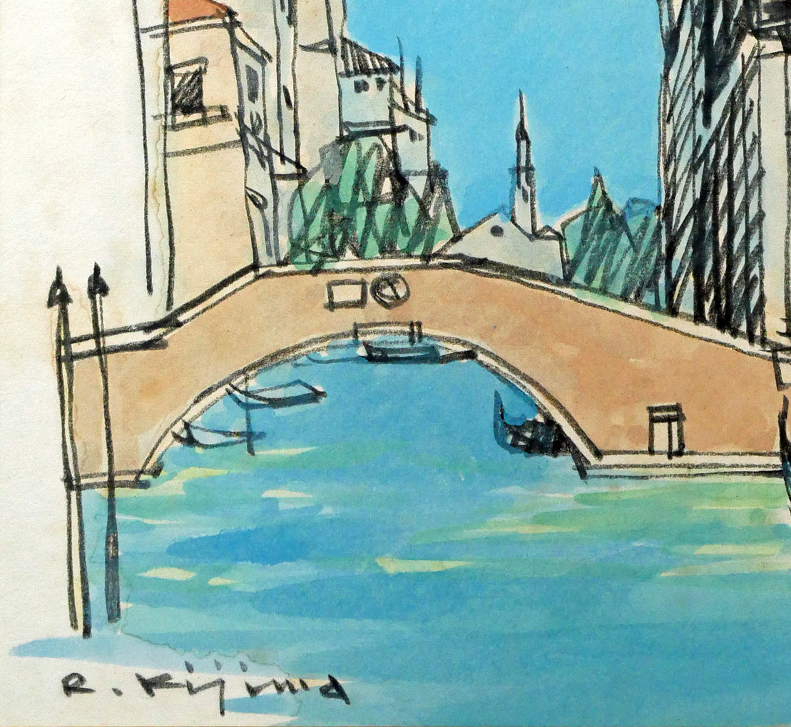 木嶋良治「Venezia（ベニス）」水彩画・色紙　拡大画像3