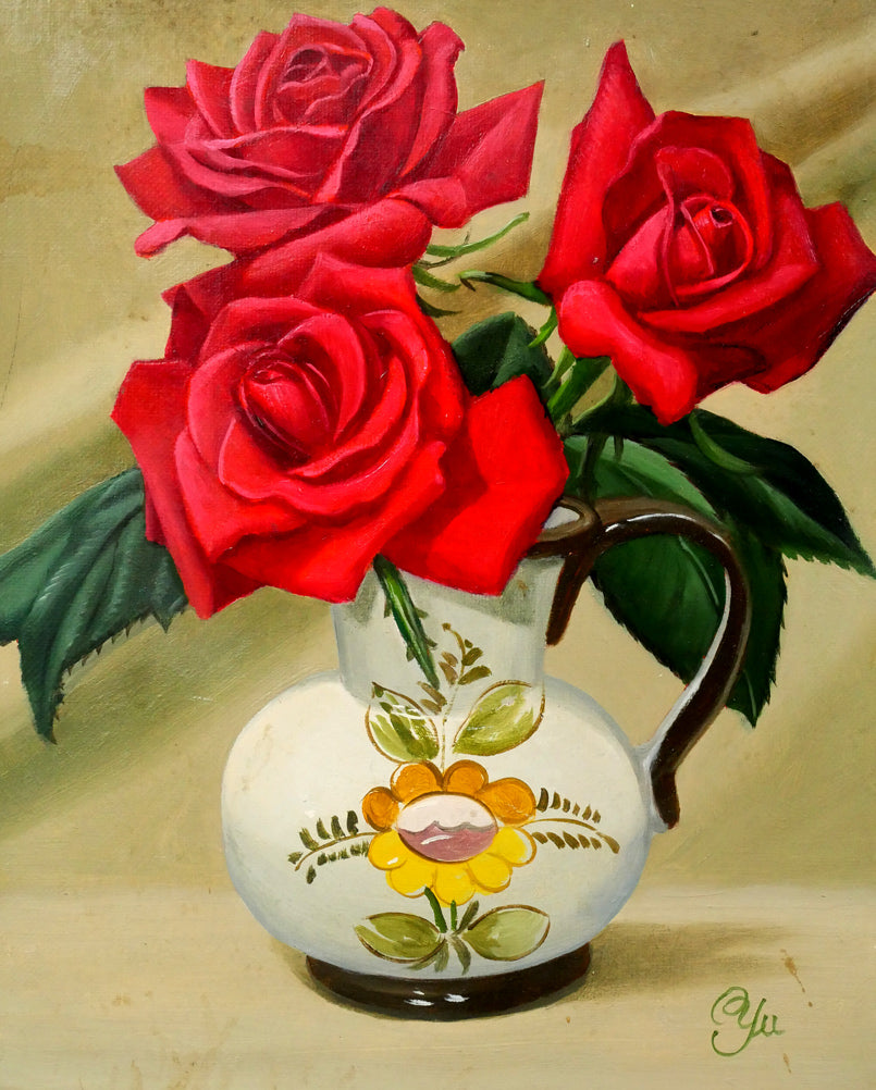 木村優博「バラ」油絵・F3号　作品全体画像