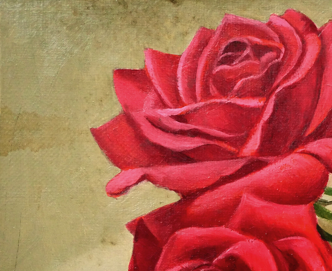 木村優博「バラ」油絵・F3号　拡大画像1