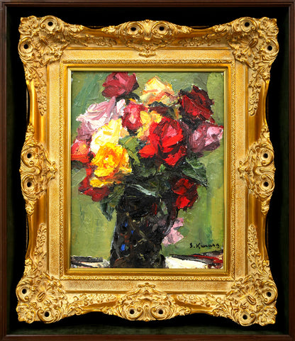 木村捷司「薔薇」油絵・F6号