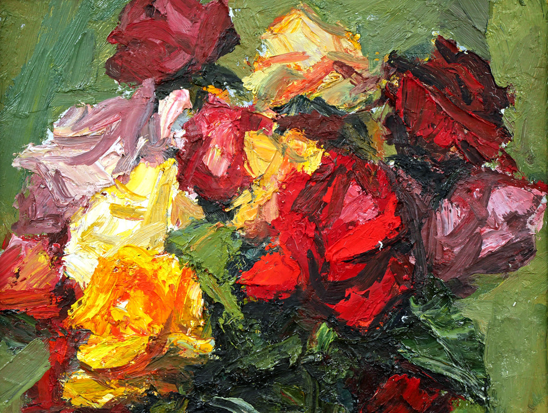 木村捷司「薔薇」油絵・F6号　拡大画像1