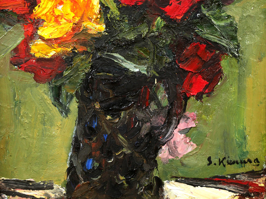 木村捷司「薔薇」油絵・F6号　拡大画像2