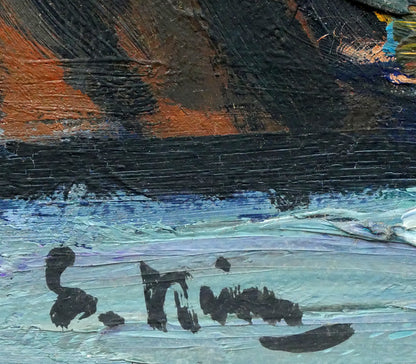 木村捷司「フィヨルドに湧く雲（ノルウェー）」油絵・P10号　サイン画像