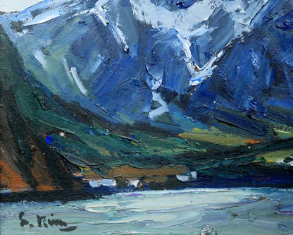 木村捷司「フィヨルドに湧く雲（ノルウェー）」油絵・P10号　拡大画像3