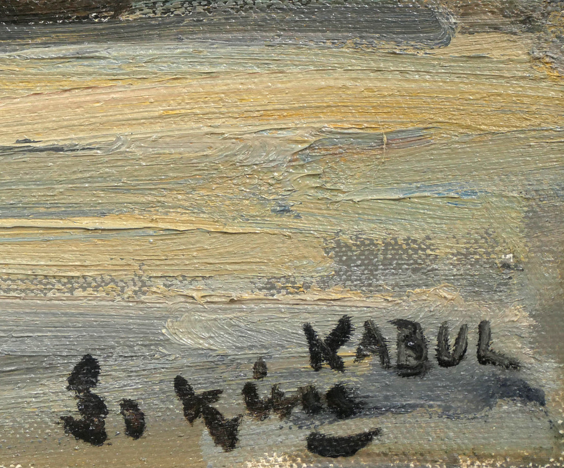 木村捷司「カーブル街景（アフガニスタン）【画集掲載作品】」油絵・F12号　タイトル（KABUL）、サイン画像