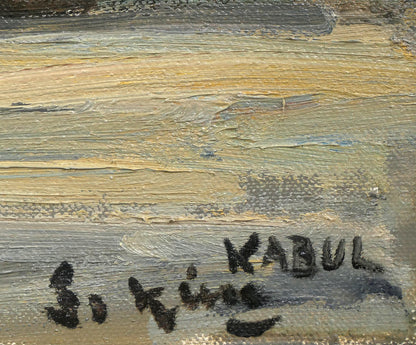 木村捷司「カーブル街景（アフガニスタン）【画集掲載作品】」油絵・F12号　タイトル（KABUL）、サイン画像