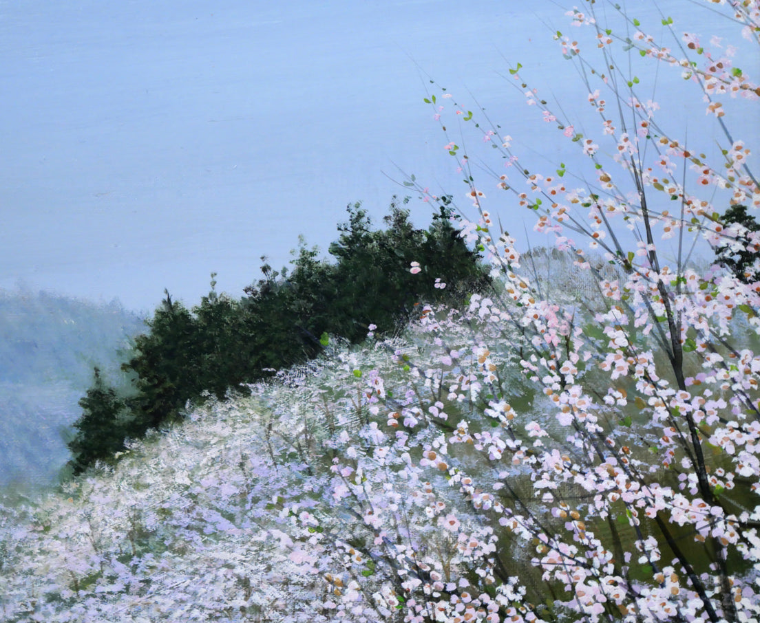 木村秀夫「桜の咲く丘（八王子市滝山城址公園）」油絵・F30号　拡大画像3