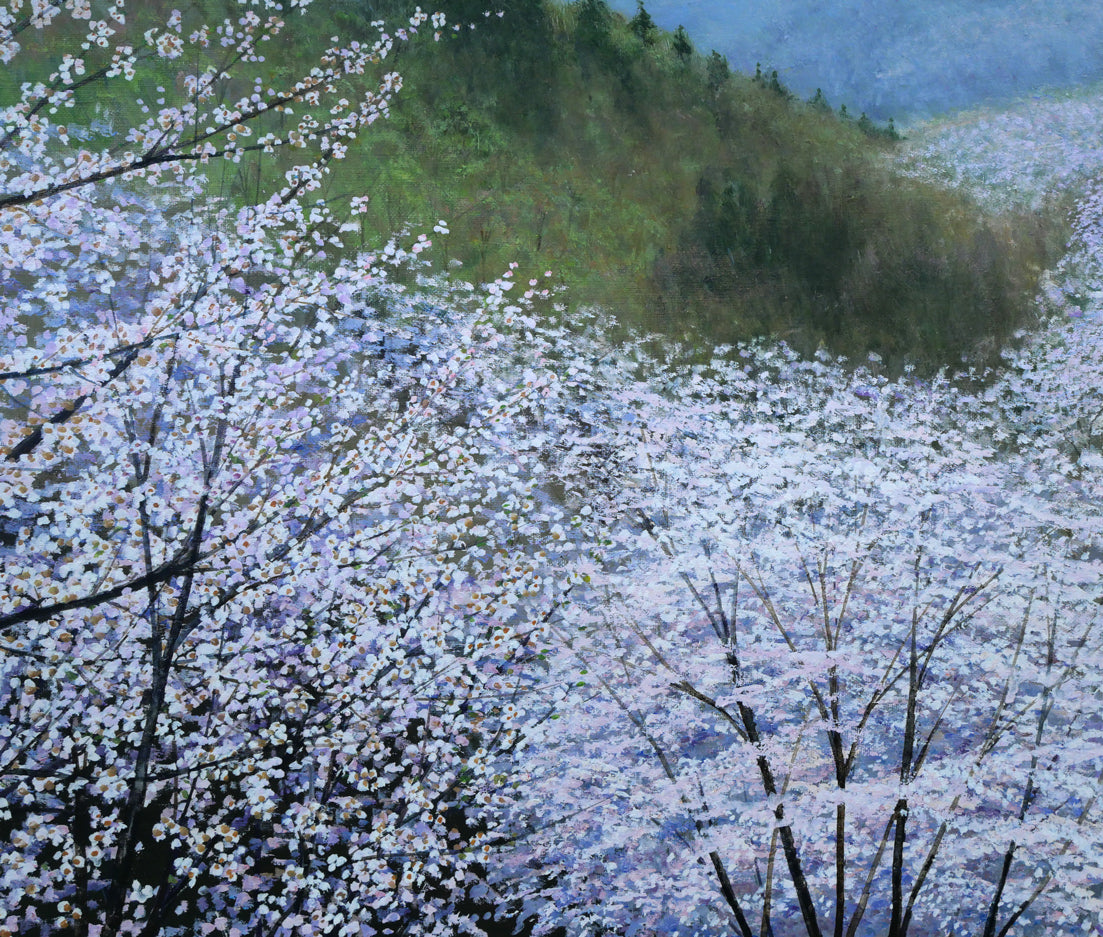 木村秀夫「桜の咲く丘（八王子市滝山城址公園）」油絵・F30号　拡大画像4