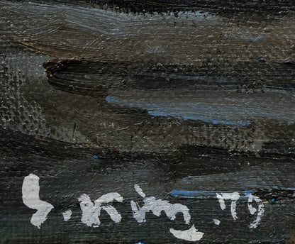 木村捷司「白い家（チュニス・チュニジア共和国首都）【画集掲載作品】」油絵・F6号　サイン、年記（1979年作）