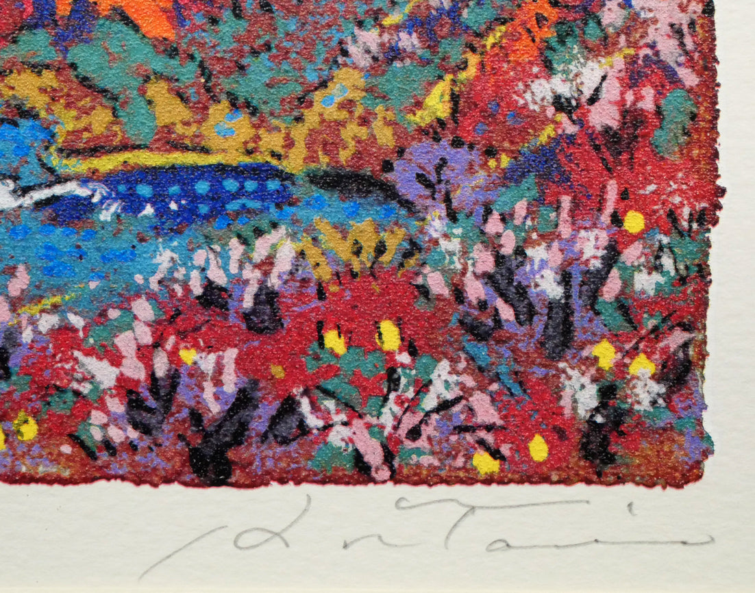 絹谷幸二「黄金旭日羊蹄山」シルクスクリーン・リトグラフ・純金箔手貼り　本人直筆鉛筆サイン