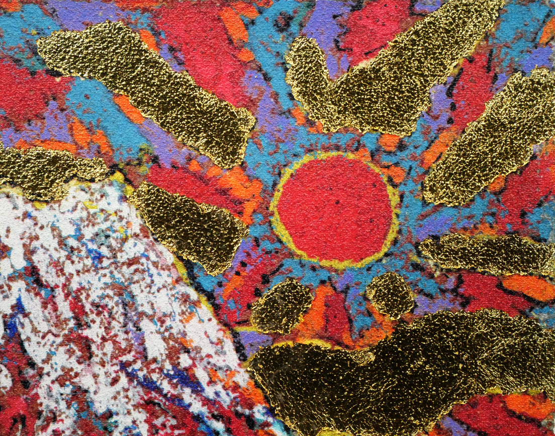 絹谷幸二「黄金旭日羊蹄山」シルクスクリーン・リトグラフ・純金箔手貼り　拡大画像2