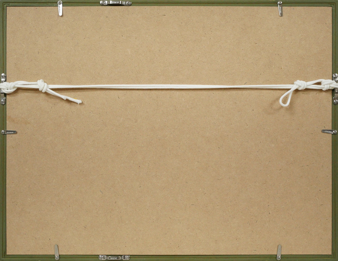 北川民雄「バッタと群像」銅版画に手彩色　額縁裏側画像