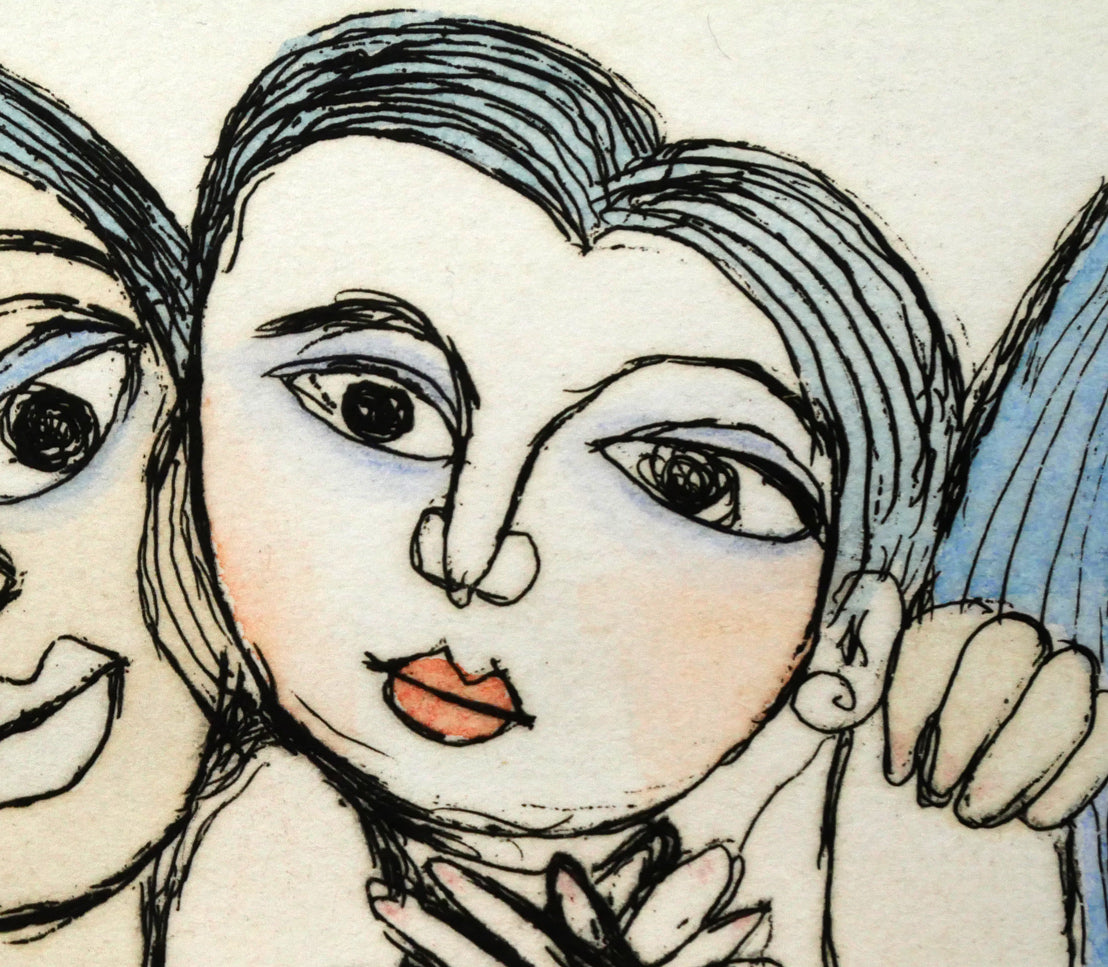 北川民雄「バッタと群像」銅版画に手彩色　拡大画像2