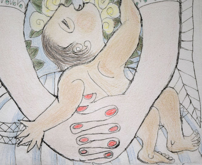 北川民次「母子像」銅版画に手彩色　拡大画像4