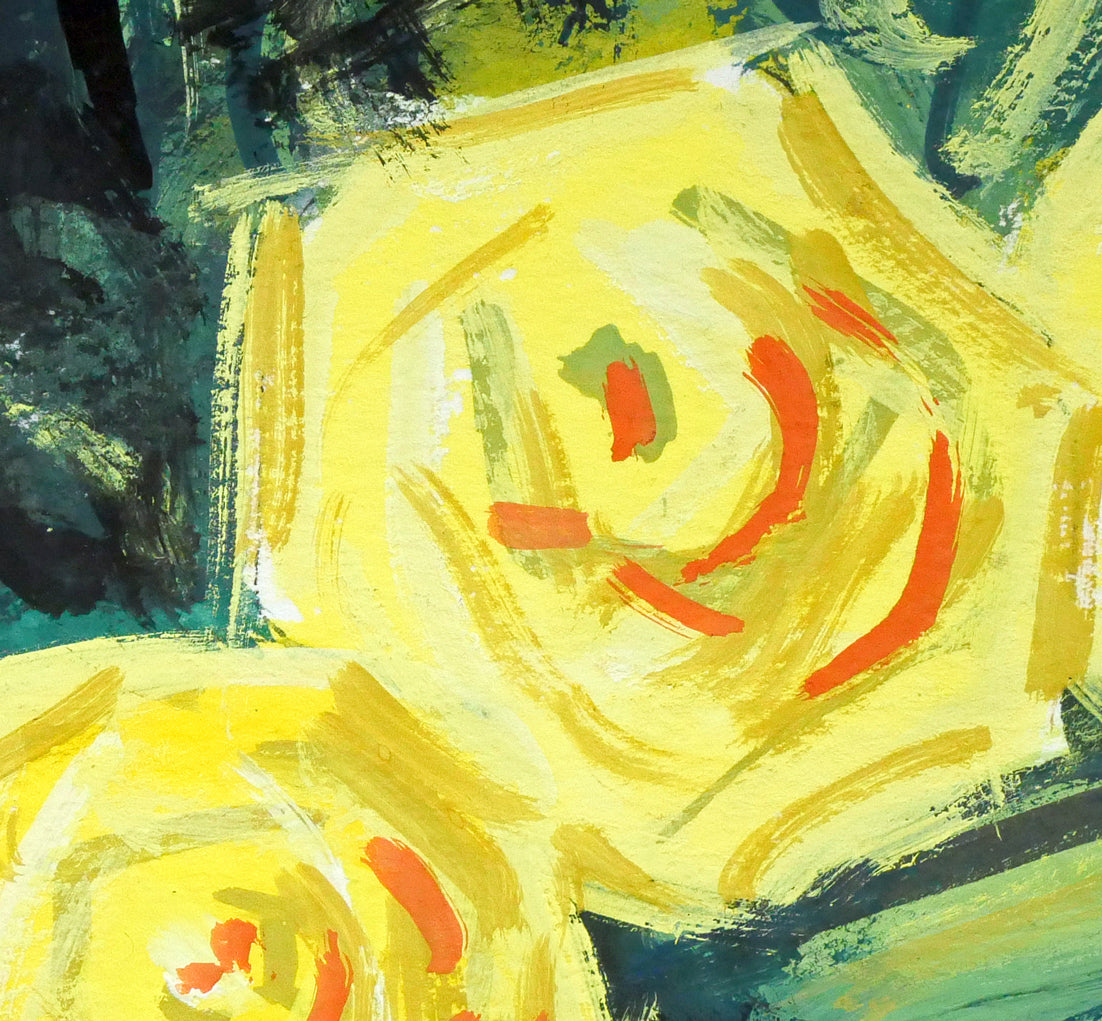 北村トシヒロ「黄色いバラ」水彩画・3号　拡大画像3