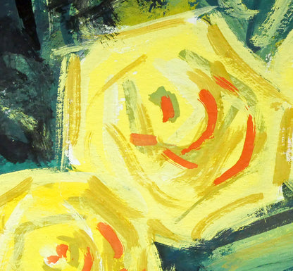 北村トシヒロ「黄色いバラ」水彩画・3号　拡大画像3