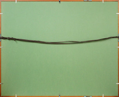 北岡文雄「小春日の漁村（銚子）」木版画　額縁裏側画像