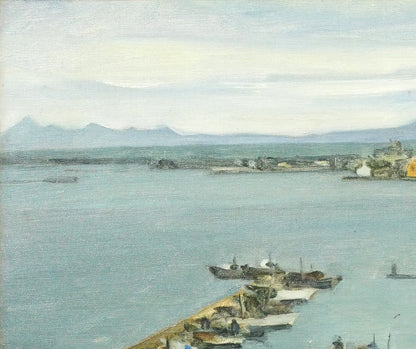 北岡文雄「釧路港」油絵・F10号　拡大画像1