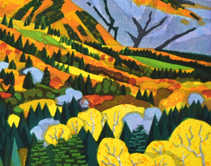 北岡文雄「羅臼岳錦秋」木版画　拡大画像7